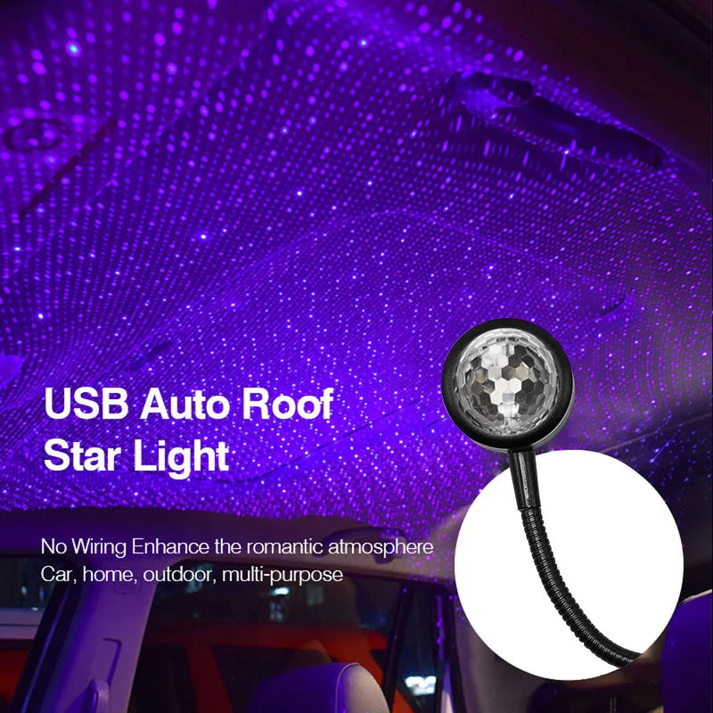 Decorative Lamp LED USB Multimodal Adjustable Wedding Car Interior Ceiling Decor Roof Star Projector Projection Night Lights