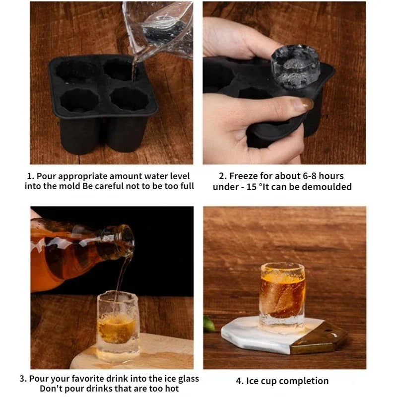 Ice Cup Cube Tray Mold Makes Shot Glasses Ice Mould Novelty Gifts Ice Cube Tray Summer Drinking Tool Ice Shot Glass Mold