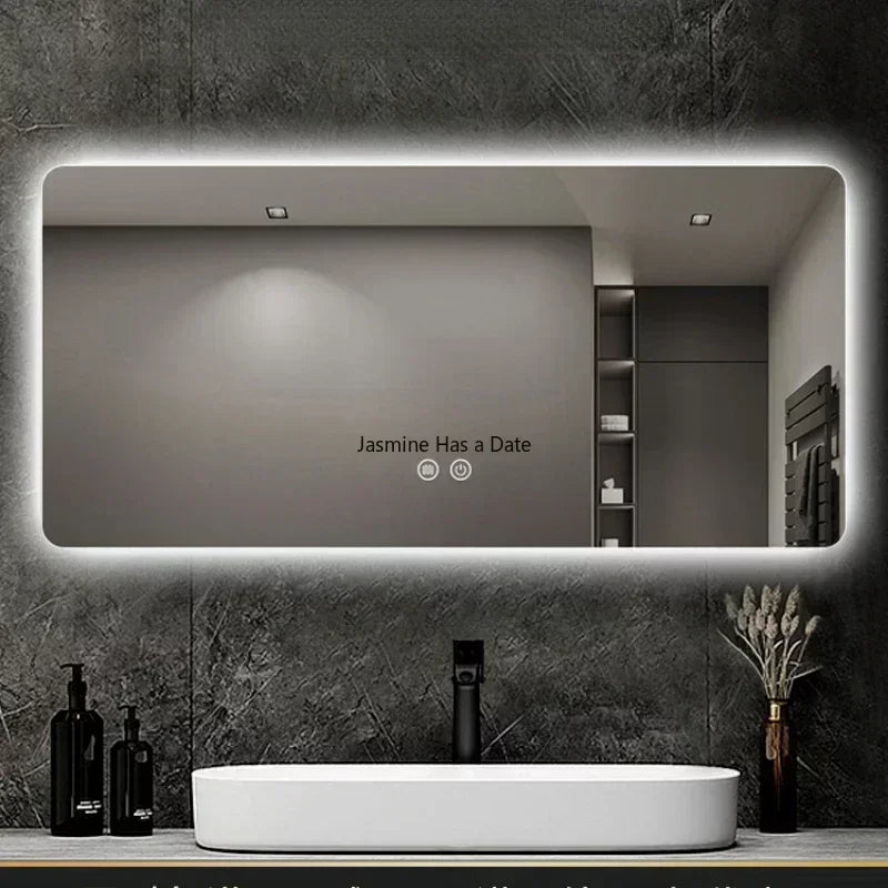 Espejo decorativo LED de baño de lujo.