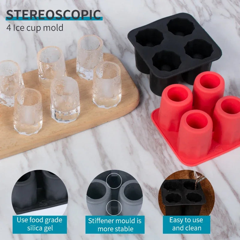 Ice Cup Cube Tray Mold Makes Shot Glasses Ice Mould Novelty Gifts Ice Cube Tray Summer Drinking Tool Ice Shot Glass Mold