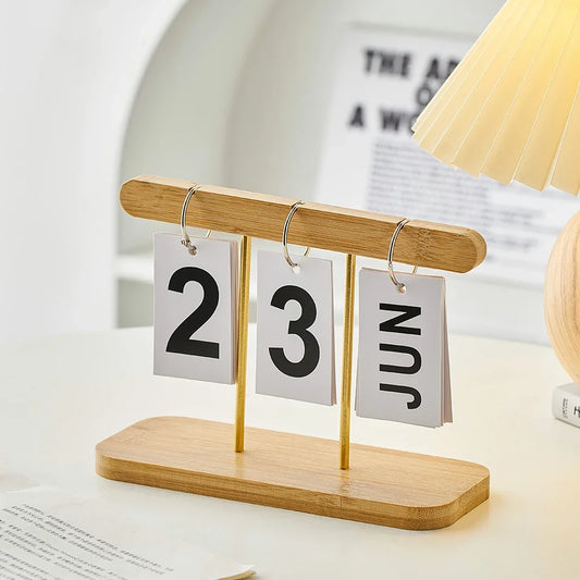 Minimalist Style Living Room Office Decoration Wooden Calendar Ornament Modern Desk Accessories Simple Home Decor Crafts Gift