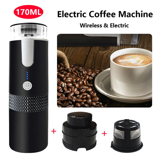 Cafetera elèctrica per a cafè recarregable, sense fils de 170 ml. Ideal per a viatges. Incorpora carregador USB