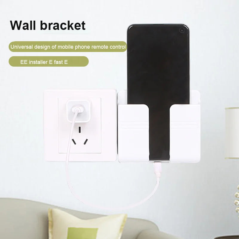 4pcs Wall Mounted Organizer Box DIY Mobile Phone Plug Wall Holder Charging Fixed Multifunction Holder Stand
